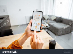 Controlling home heating temperature with a smart home app on a phone